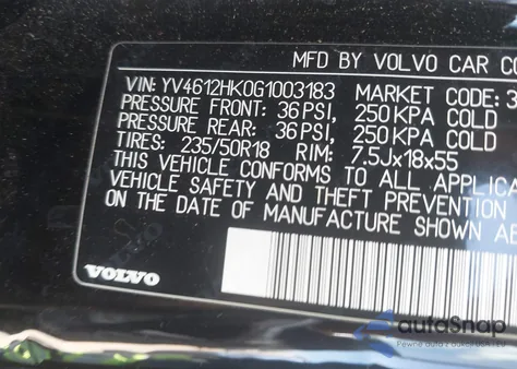 2016 Volvo V60 Cross Country T5 from USA, damaged, VIN YV4612HK0G1003183